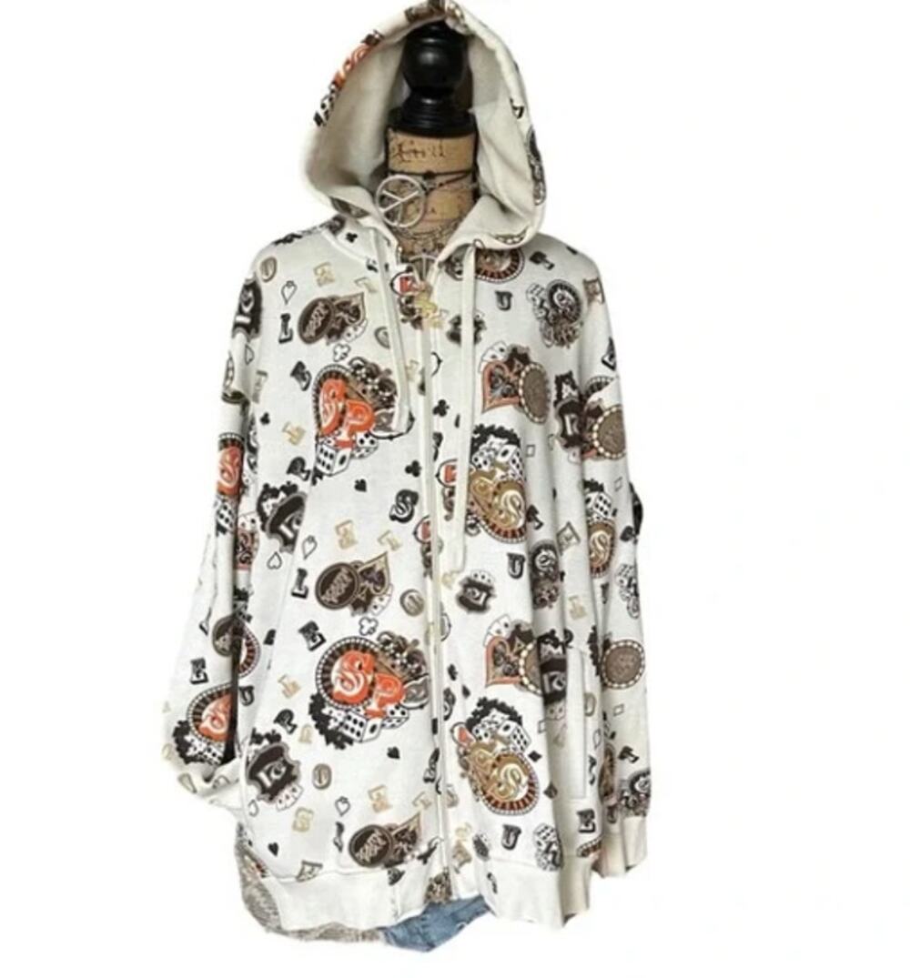 90s Grunge Print South Pole heavy duty winter snowboard ski jacket hoodie sz XL